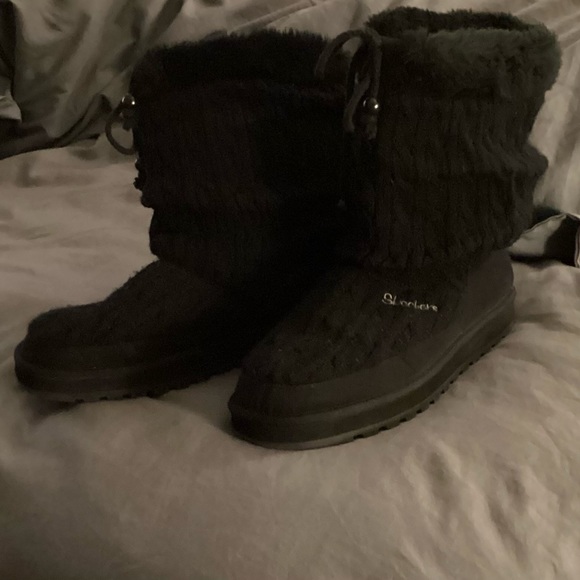 SKECHERS KEEPSAKE FAUX FUR KNIT SLOUCH BOOTS size 10 partial suede upper. - Picture 2 of 12